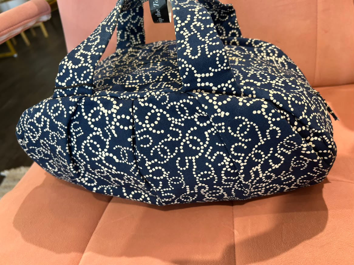 Chanel No. 5 Canvas Handbag – Navy Blue & Cream