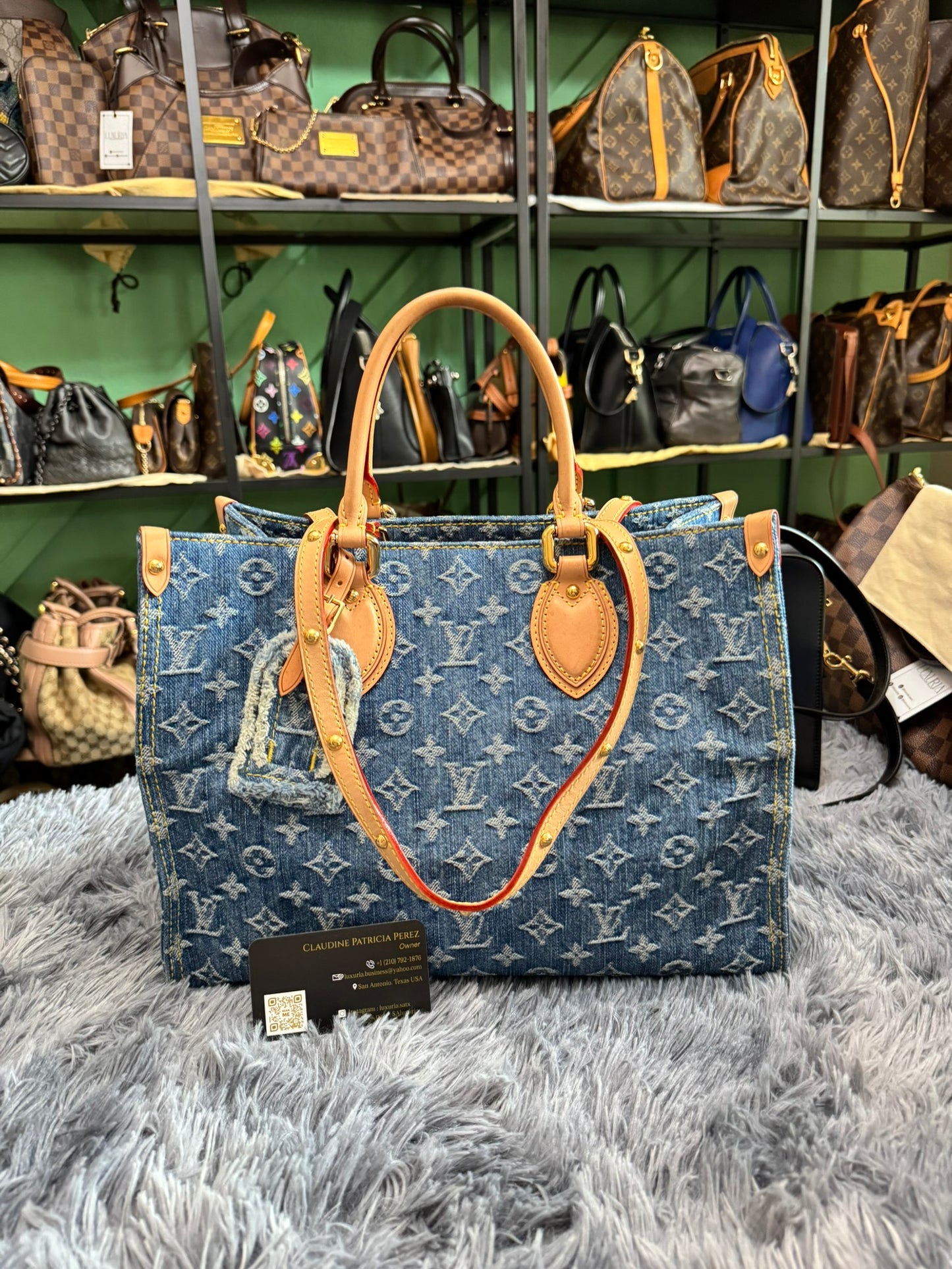 Louis Vuitton OnTheGo MM in Blue Denim Jacquard Monogram