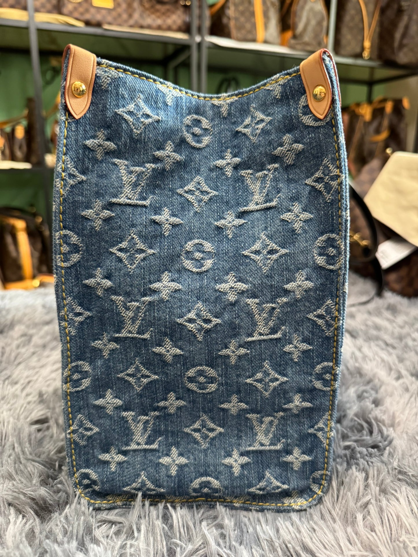 Louis Vuitton OnTheGo MM in Blue Denim Jacquard Monogram
