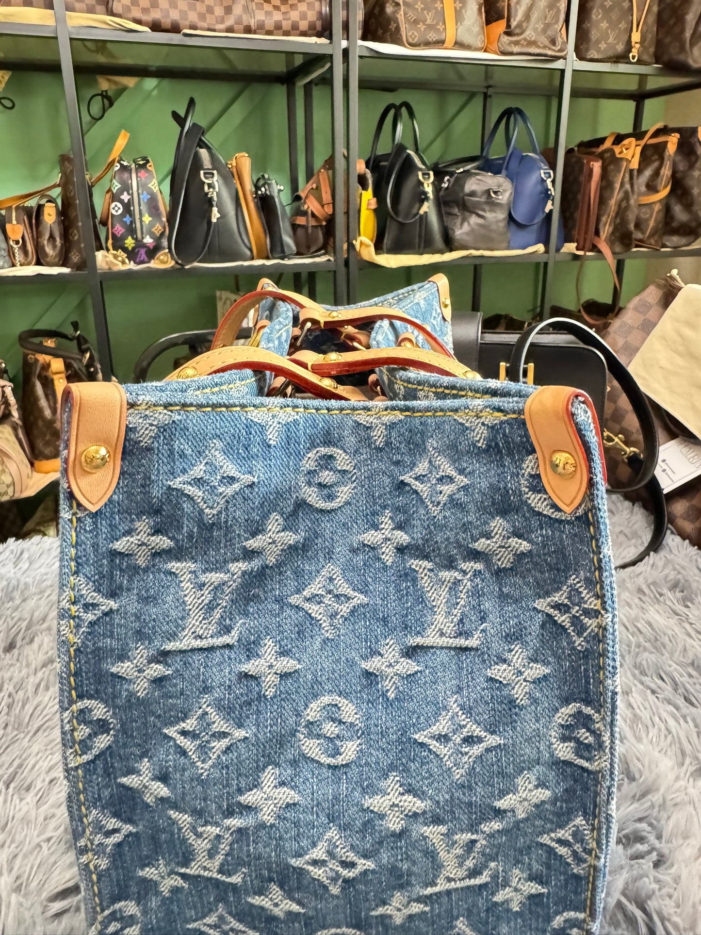 Louis Vuitton OnTheGo MM in Blue Denim Jacquard Monogram