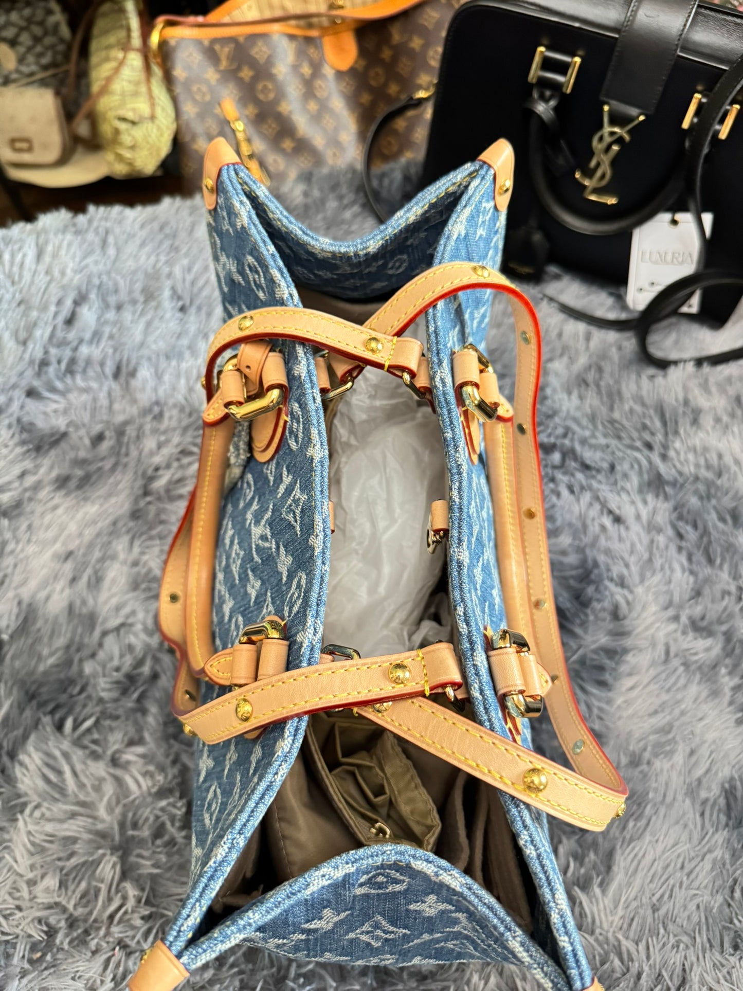 Louis Vuitton OnTheGo MM in Blue Denim Jacquard Monogram