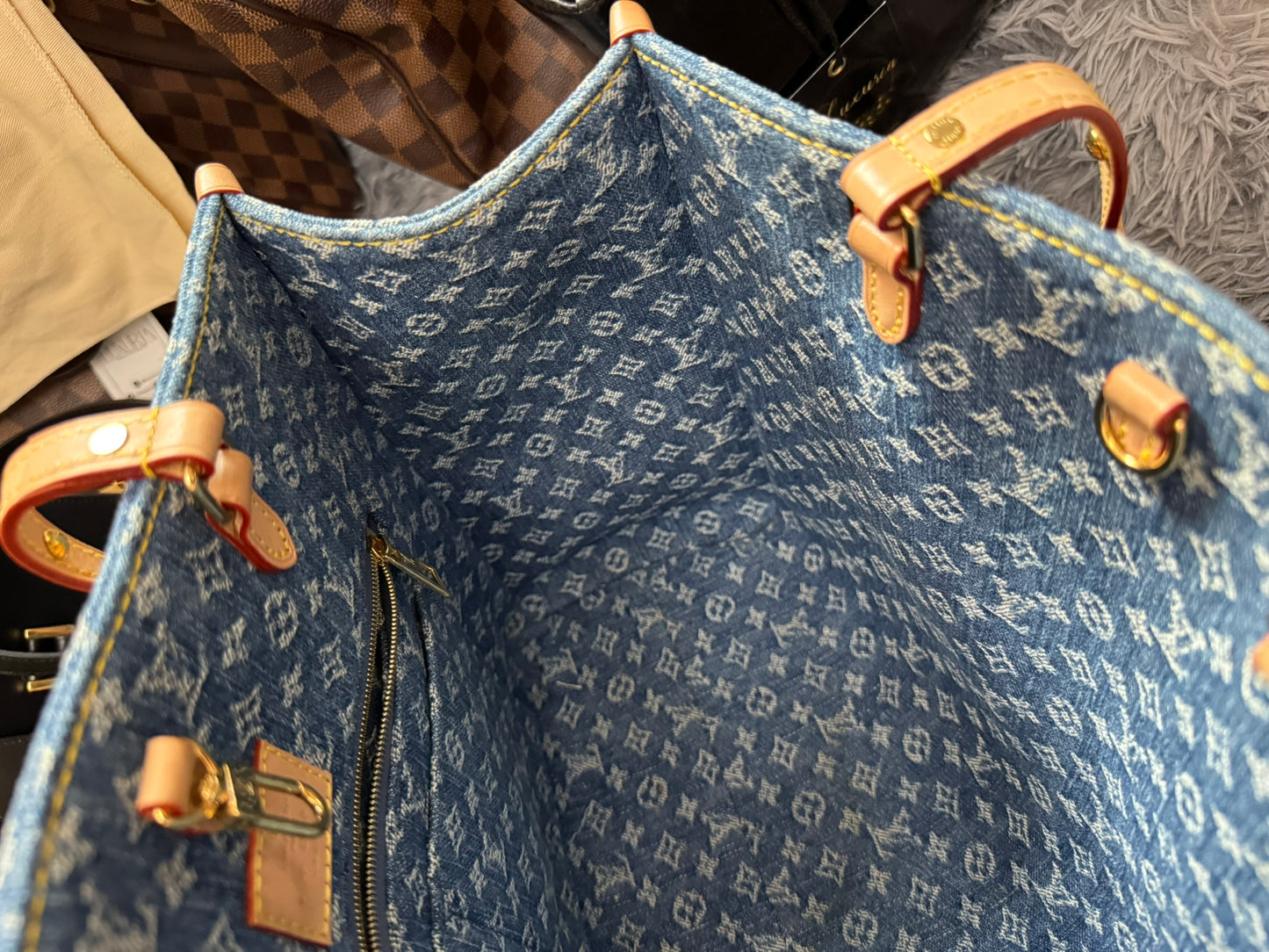Louis Vuitton OnTheGo MM in Blue Denim Jacquard Monogram