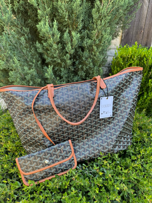 Goyard Saint Louis GM in Black Goyardine Canvas with Gold Trim