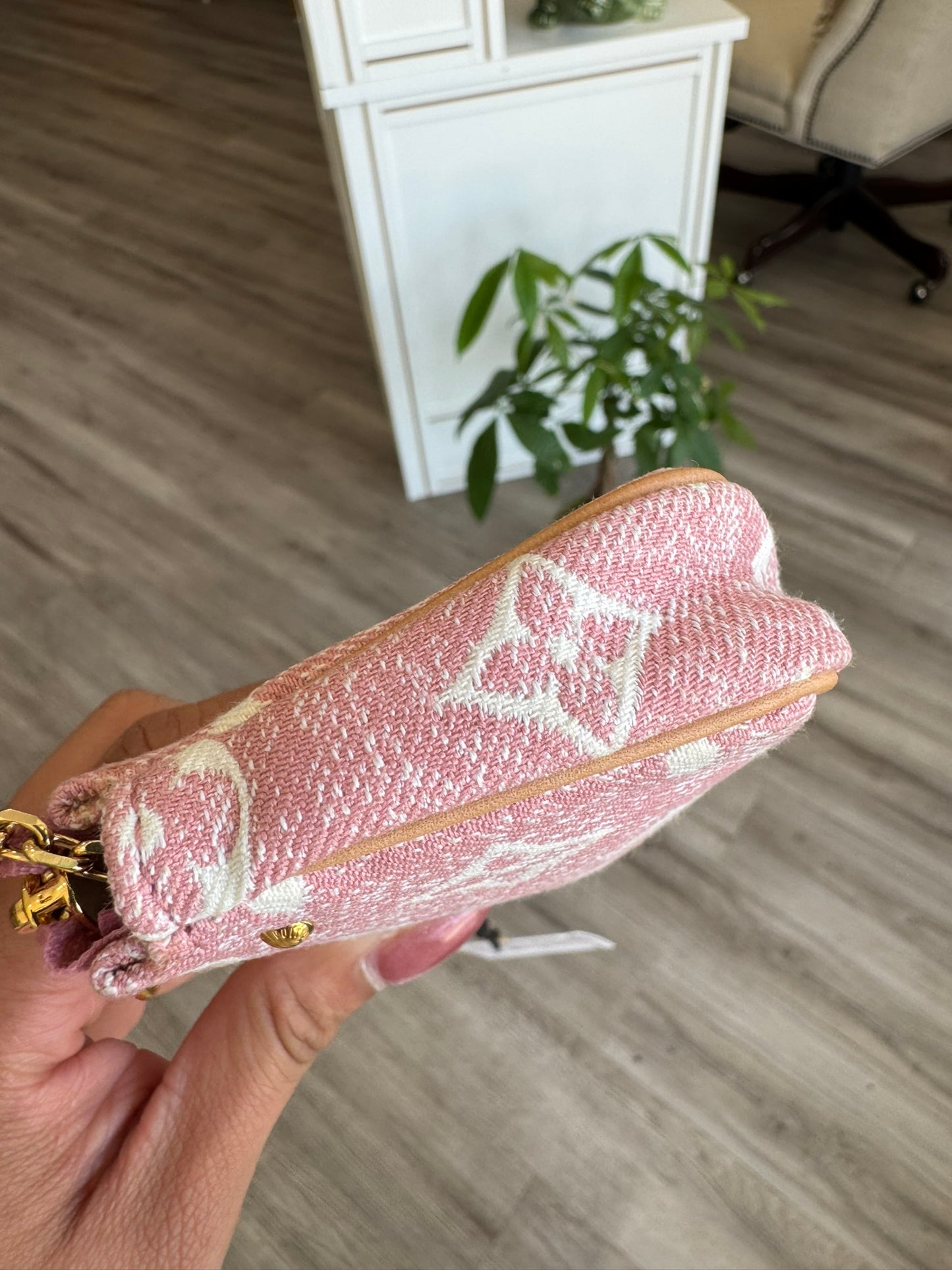 Louis Vuitton Micro Denim Pochette in Pink Monogram Denim