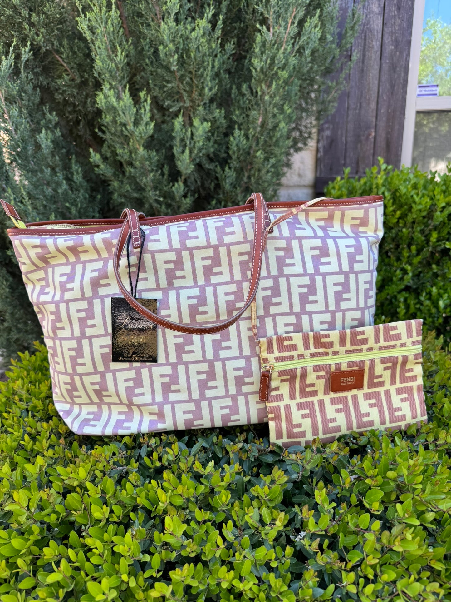 Fendi Zucca Nylon Roll Tote in Medium Size with Pouch