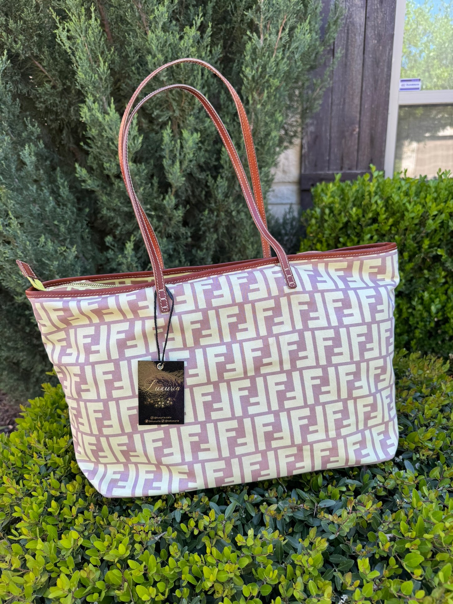 Fendi Zucca Nylon Roll Tote in Medium Size with Pouch