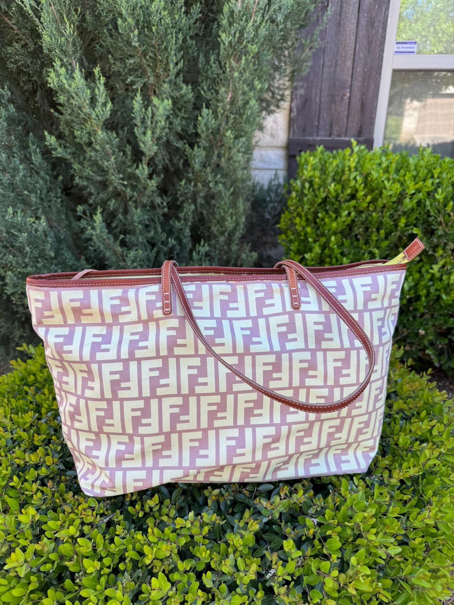 Fendi Zucca Nylon Roll Tote in Medium Size with Pouch