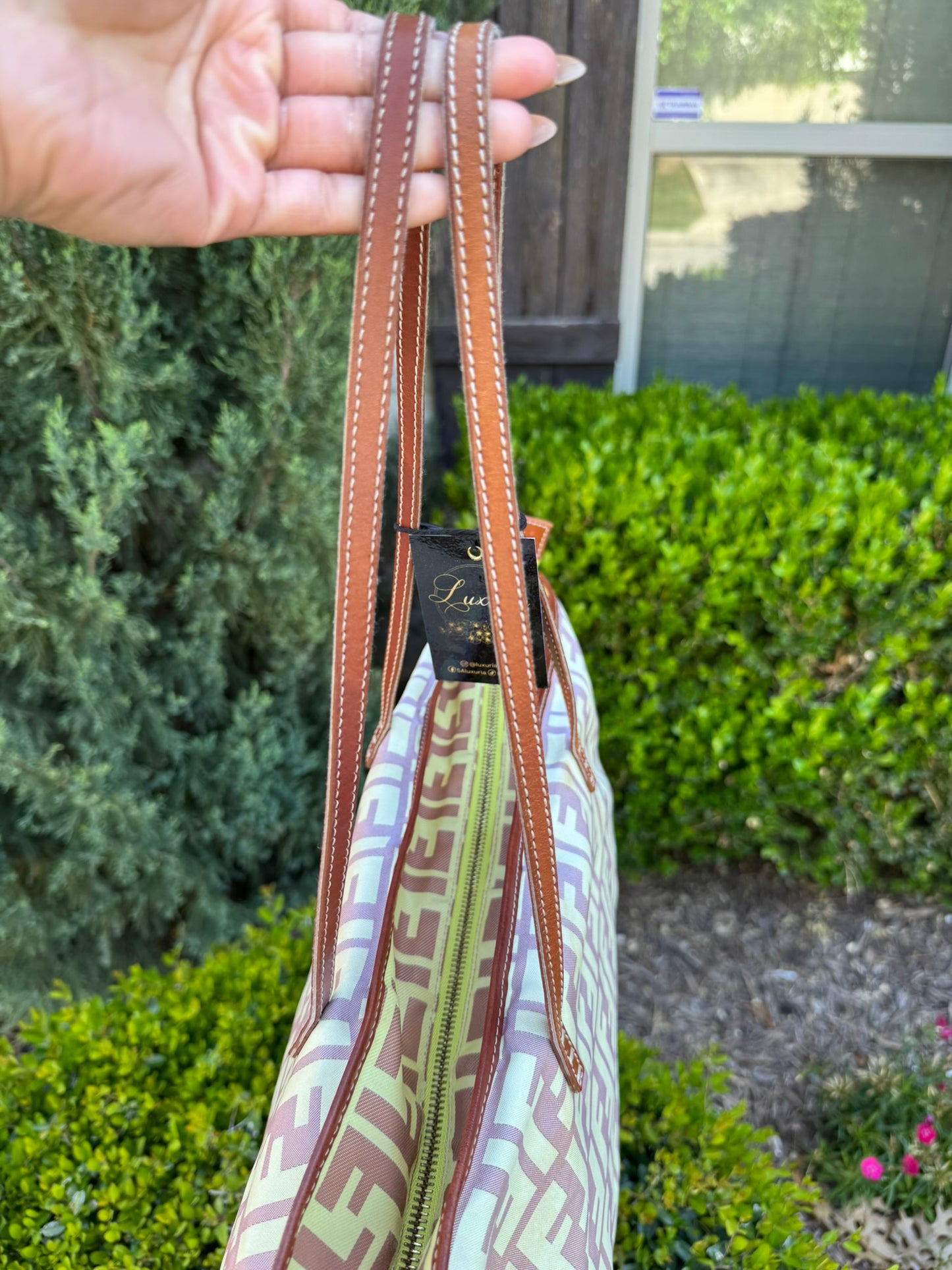 Fendi Zucca Nylon Roll Tote in Medium Size with Pouch