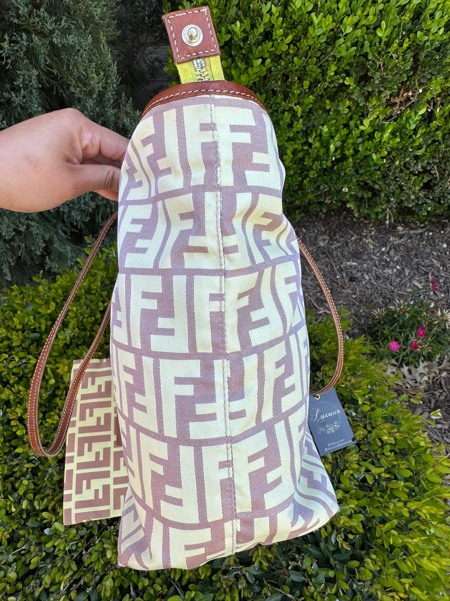 Fendi Zucca Nylon Roll Tote in Medium Size with Pouch