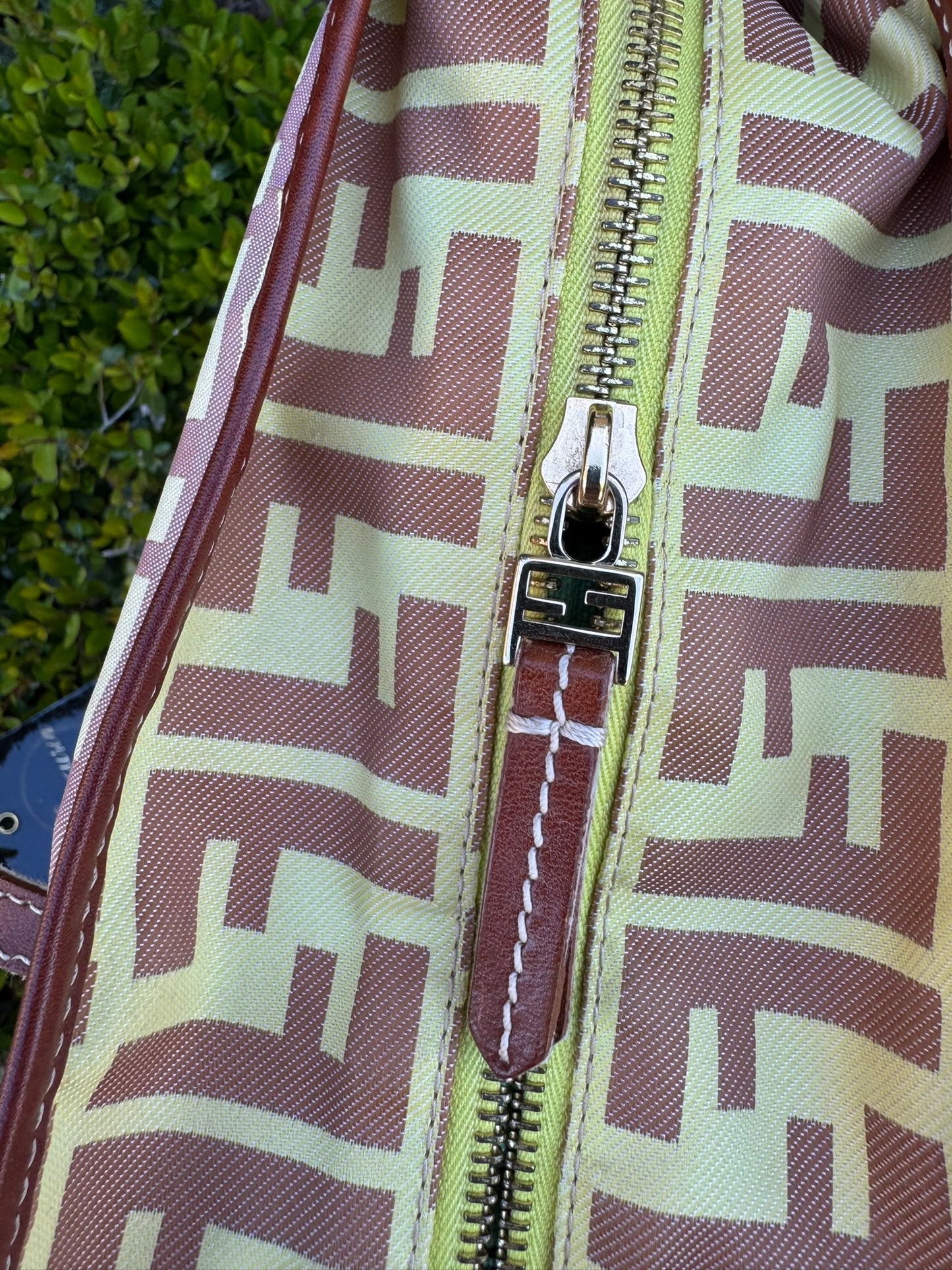 Fendi Zucca Nylon Roll Tote in Medium Size with Pouch