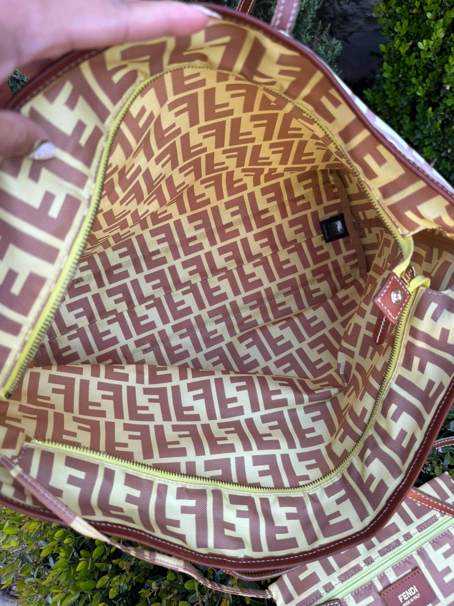 Fendi Zucca Nylon Roll Tote in Medium Size with Pouch