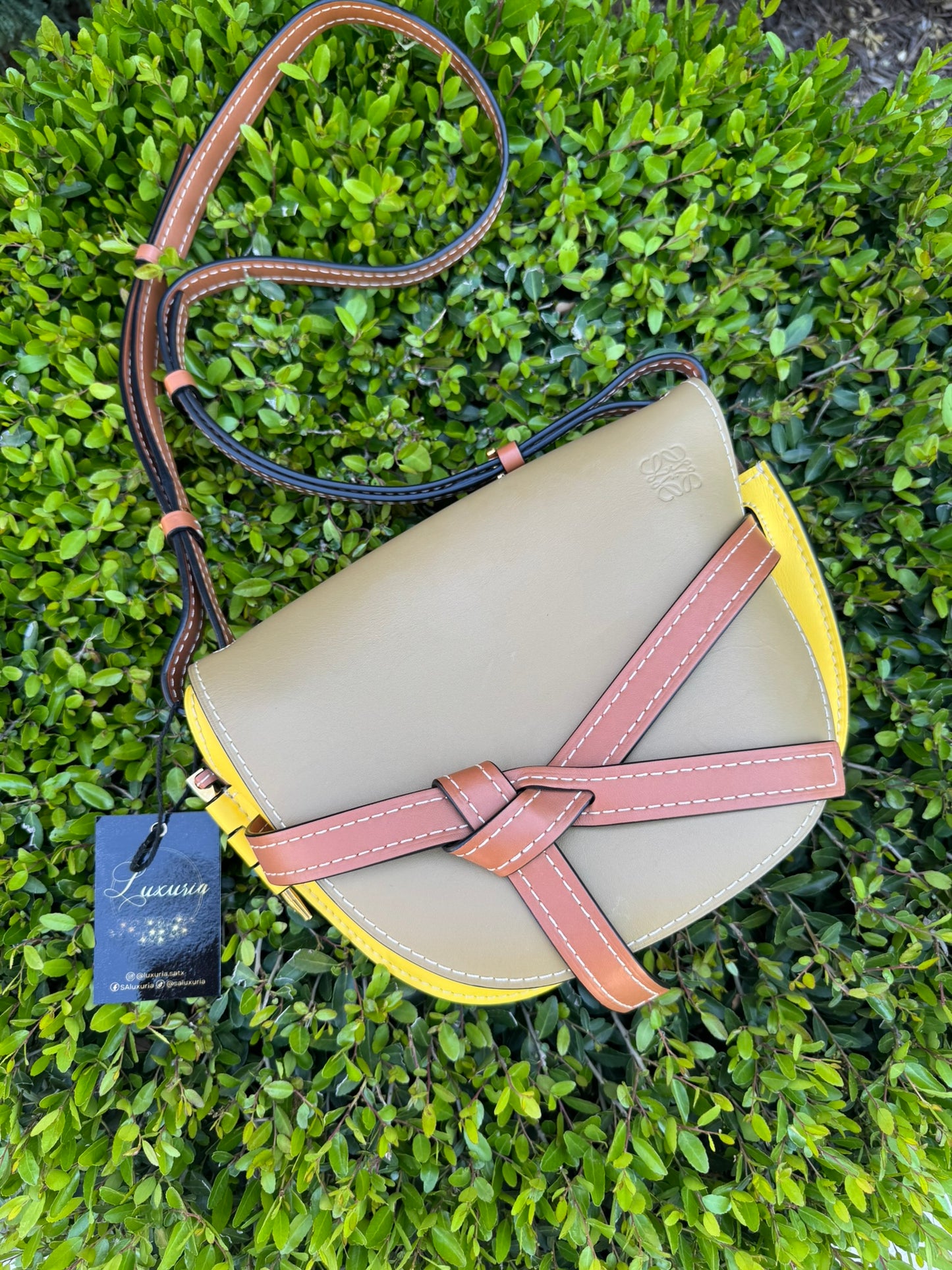 Loewe Small Gate Crossbody Bag in Mocca Yellow & Pecan
