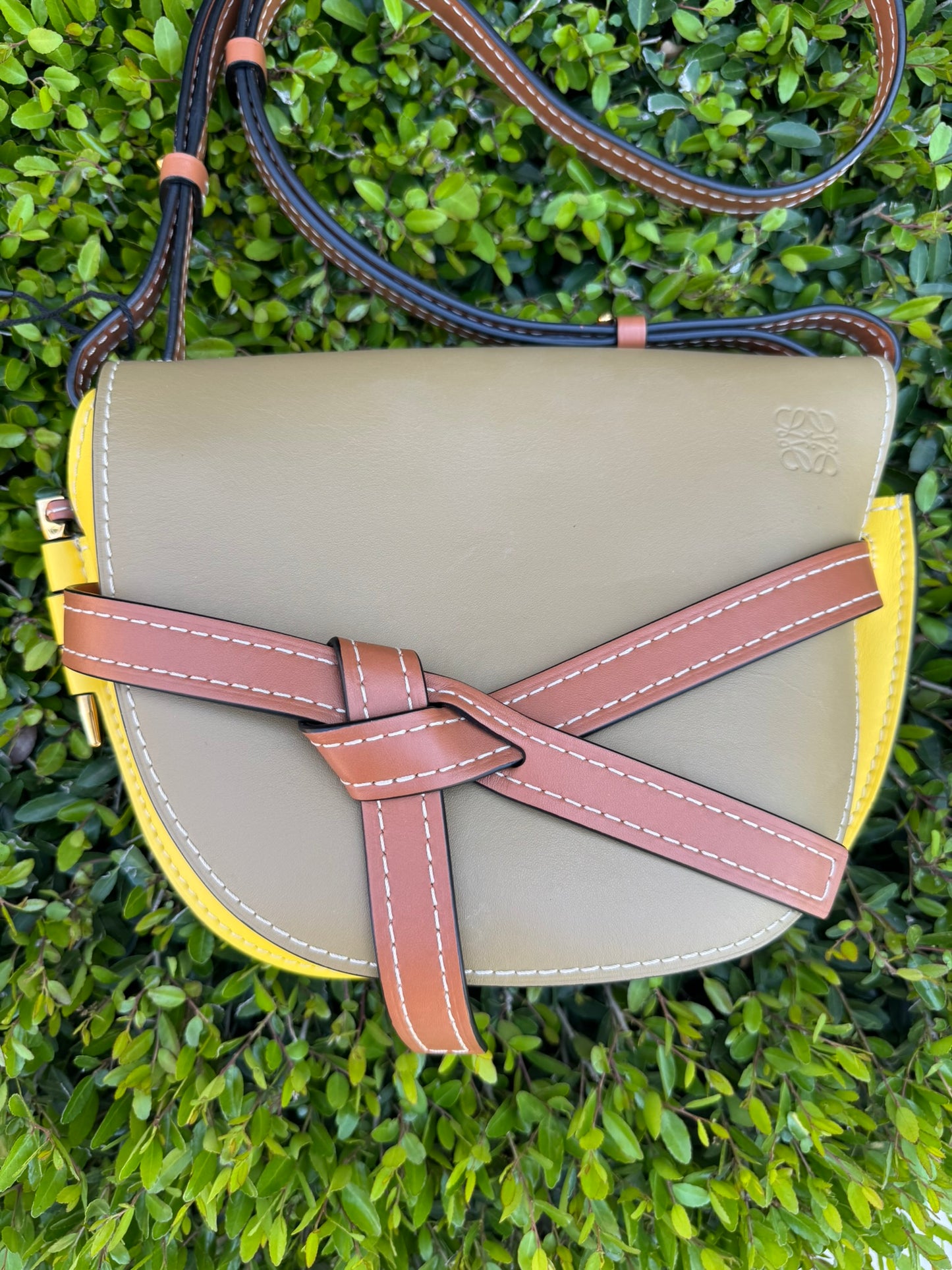 Loewe Small Gate Crossbody Bag in Mocca Yellow & Pecan