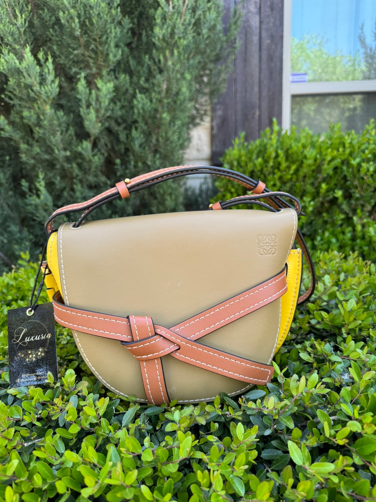 Loewe Small Gate Crossbody Bag in Mocca Yellow & Pecan