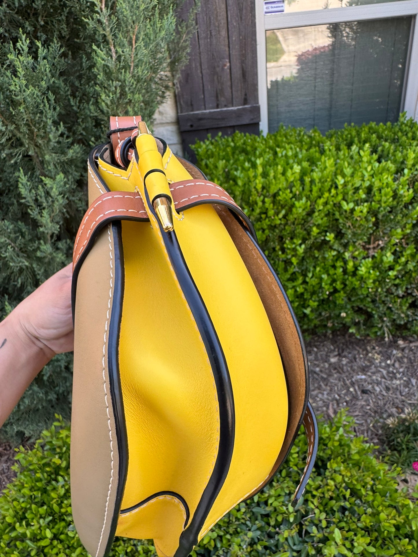 Loewe Small Gate Crossbody Bag in Mocca Yellow & Pecan