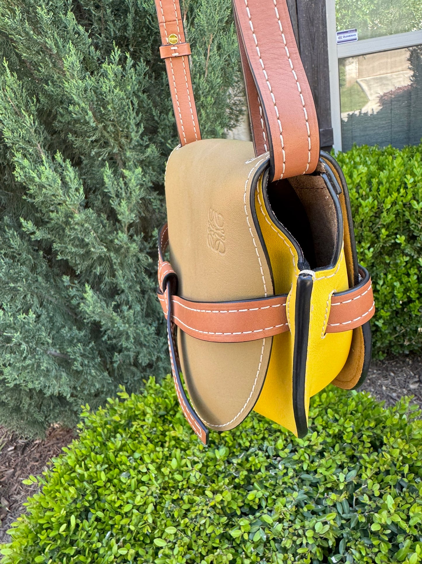 Loewe Small Gate Crossbody Bag in Mocca Yellow & Pecan