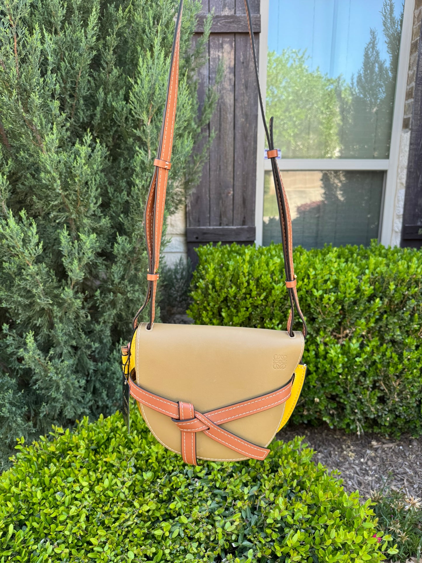 Loewe Small Gate Crossbody Bag in Mocca Yellow & Pecan