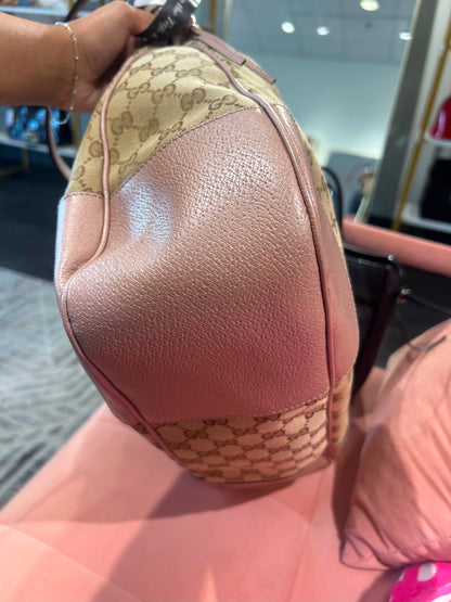 Gucci GG Canvas Hobo – Pink Leather Trim