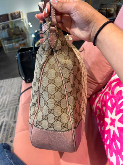 Gucci GG Canvas Hobo – Pink Leather Trim