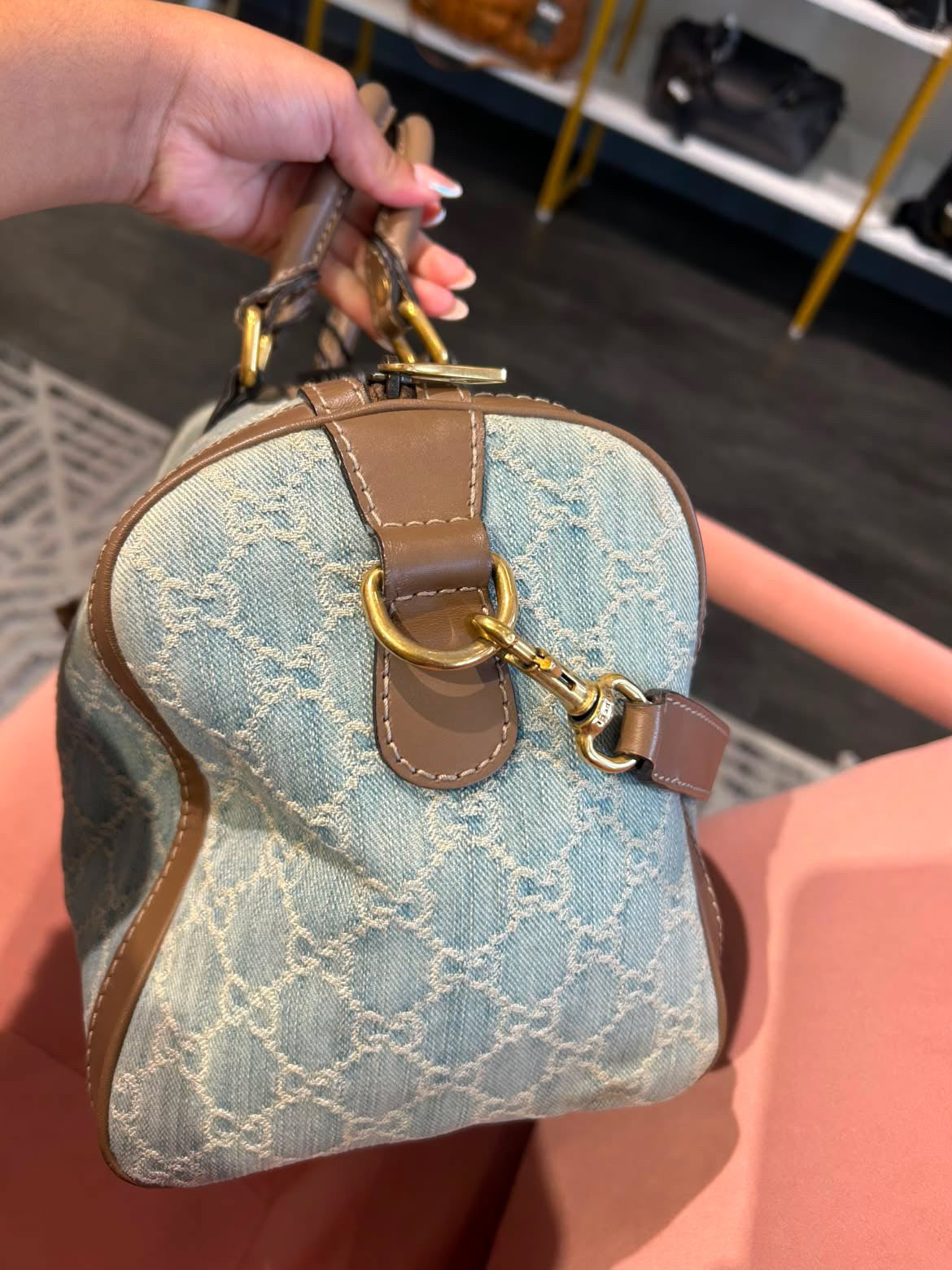 Gucci GG Denim Boston Bag – Light Blue