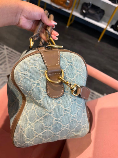 Gucci GG Denim Boston Bag – Light Blue