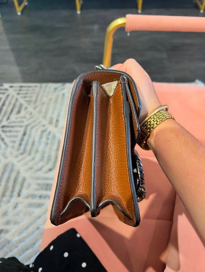 Gucci Dionysus GG Denim – Brown Leather Trim