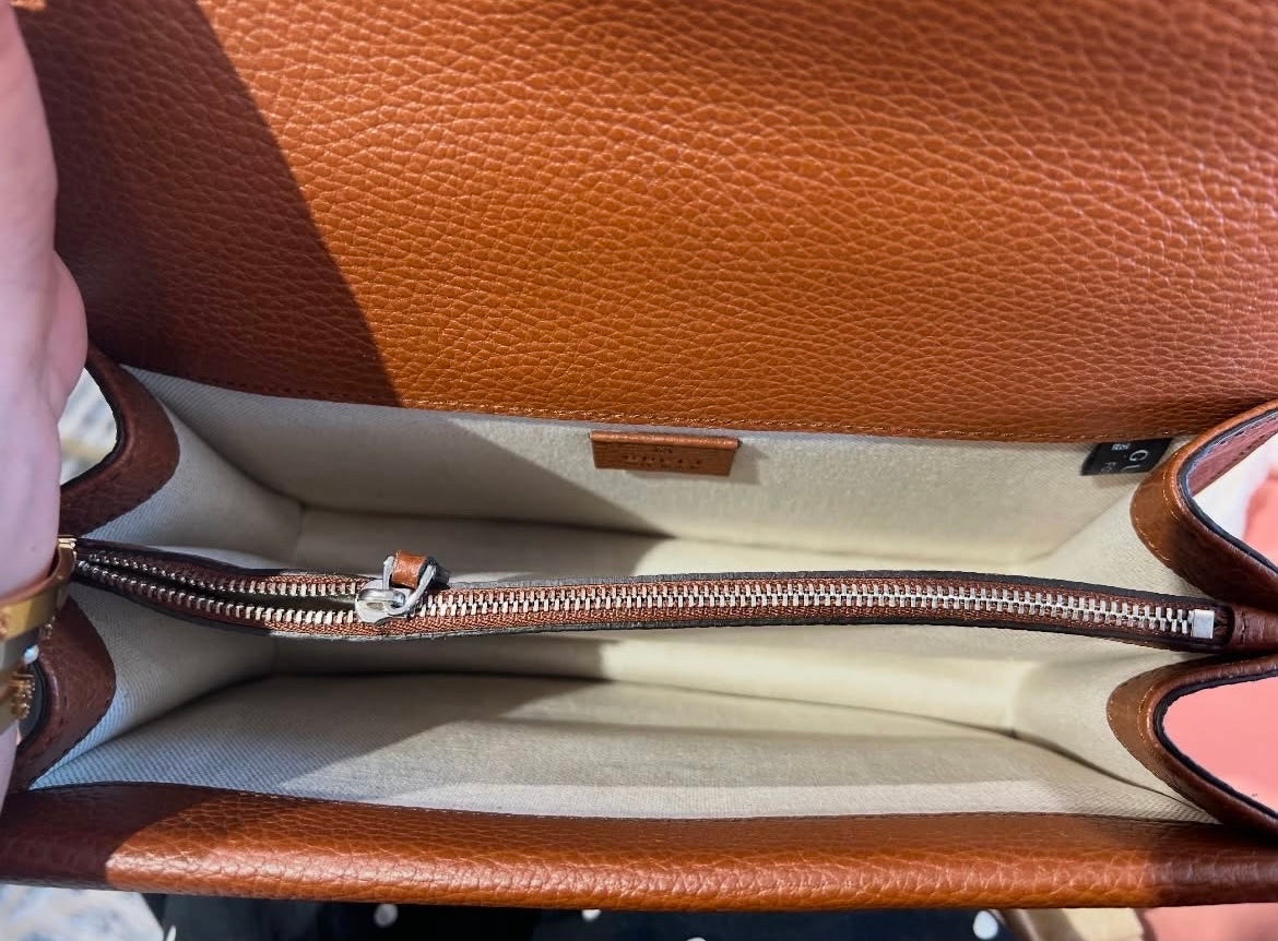 Gucci Dionysus GG Denim – Brown Leather Trim