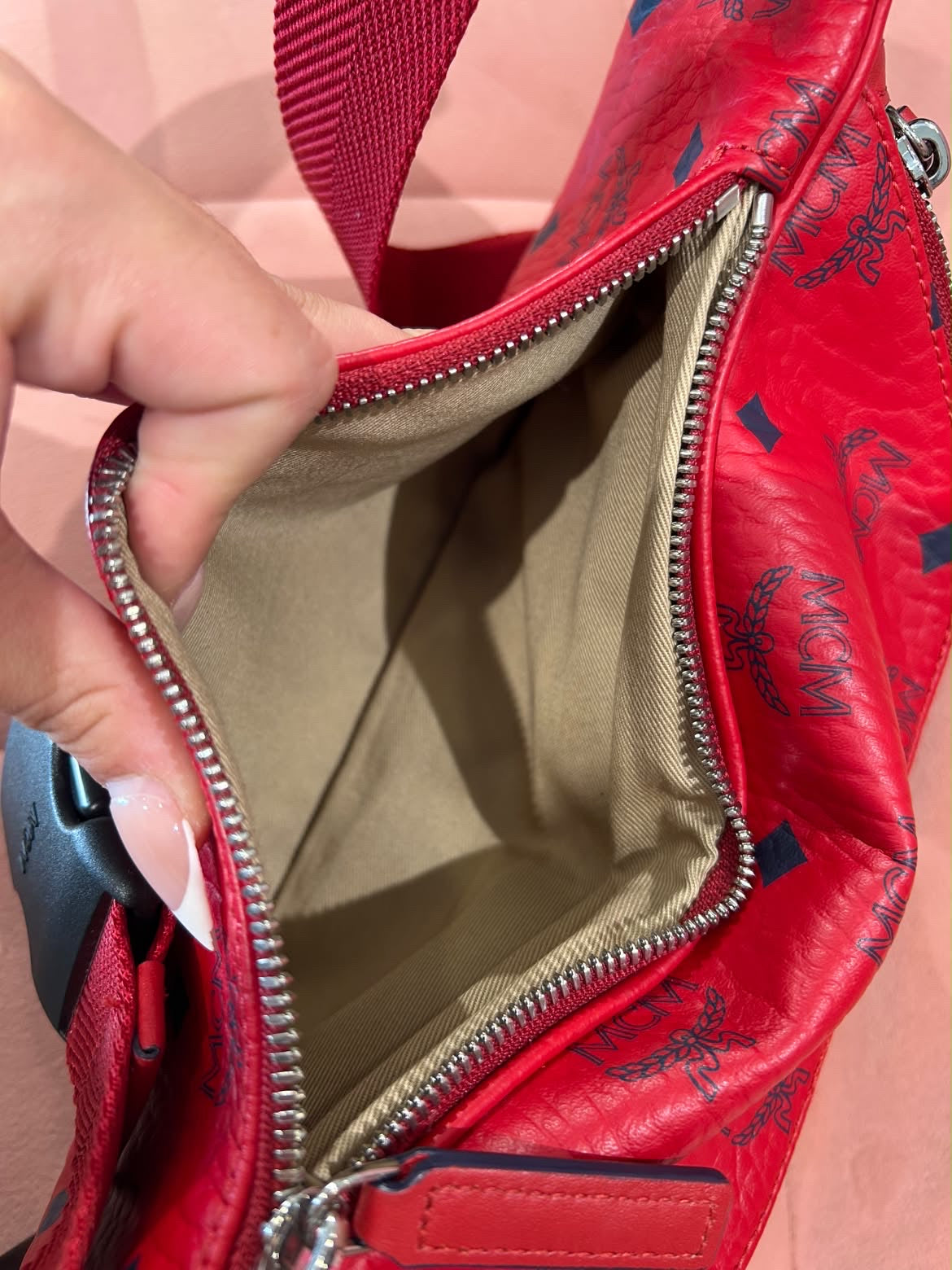 MCM Visetos Bum Bag – Red