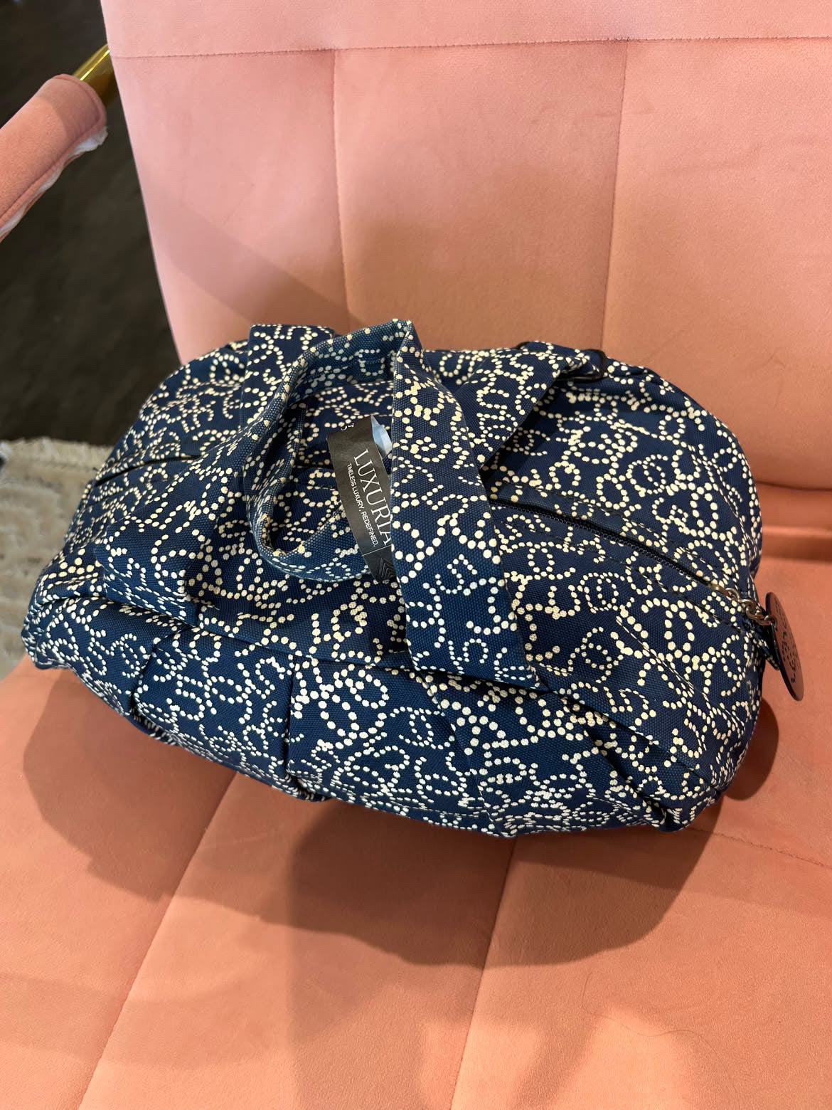 Chanel No. 5 Canvas Handbag – Navy Blue & Cream