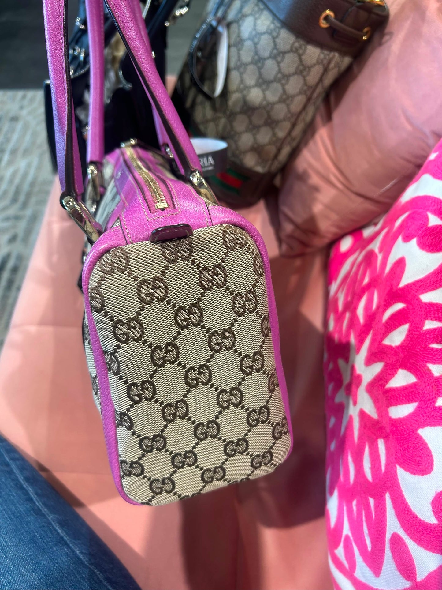 Gucci GG Boston Bag – Pink Leather Trim