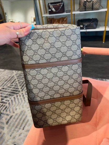 Gucci GG Supreme Boston Bag – Brown Leather Trim