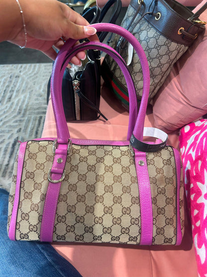 Gucci GG Boston Bag – Pink Leather Trim