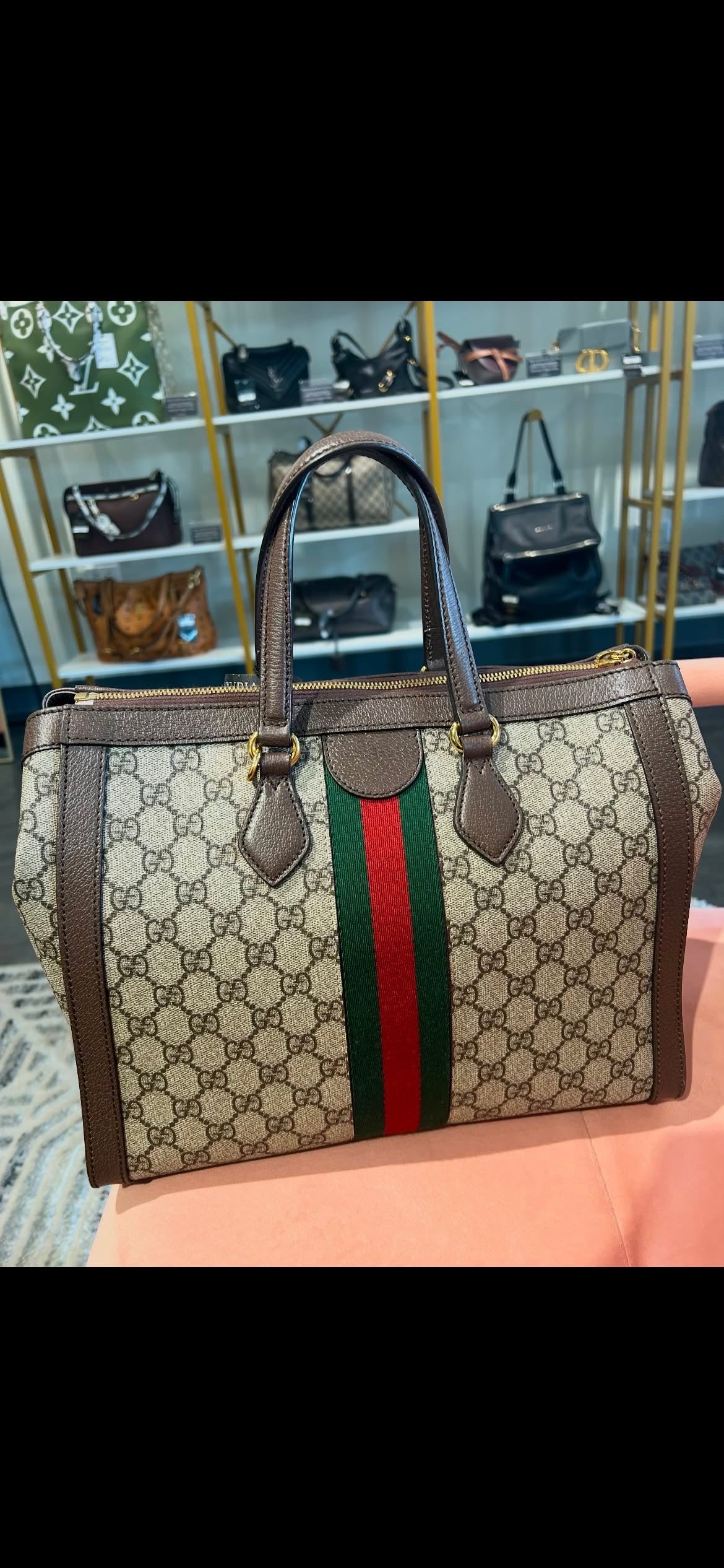 Gucci Ophidia GG Supreme Medium Top Handle Tote