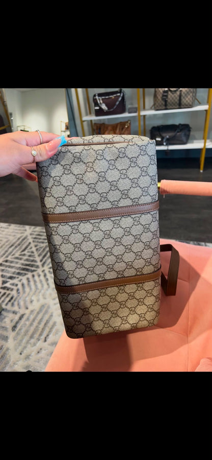 Gucci GG Supreme Boston Bag – Brown Leather Trim