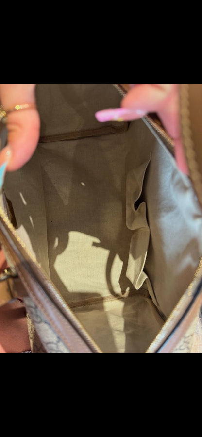 Gucci GG Supreme Boston Bag – Brown Leather Trim