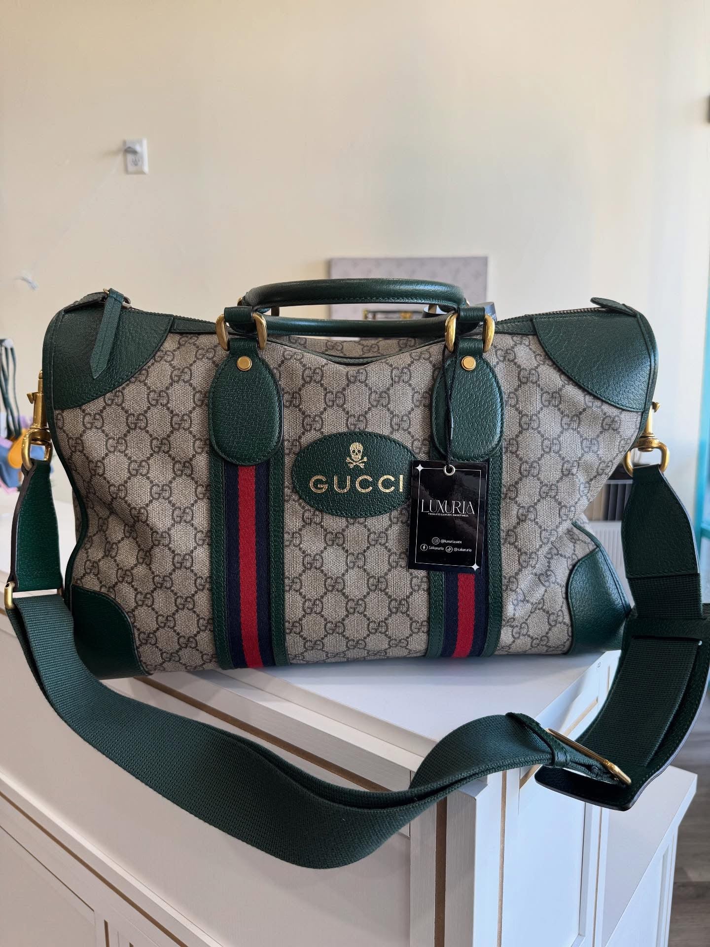 Gucci Neo Green Skull Duffle Bag