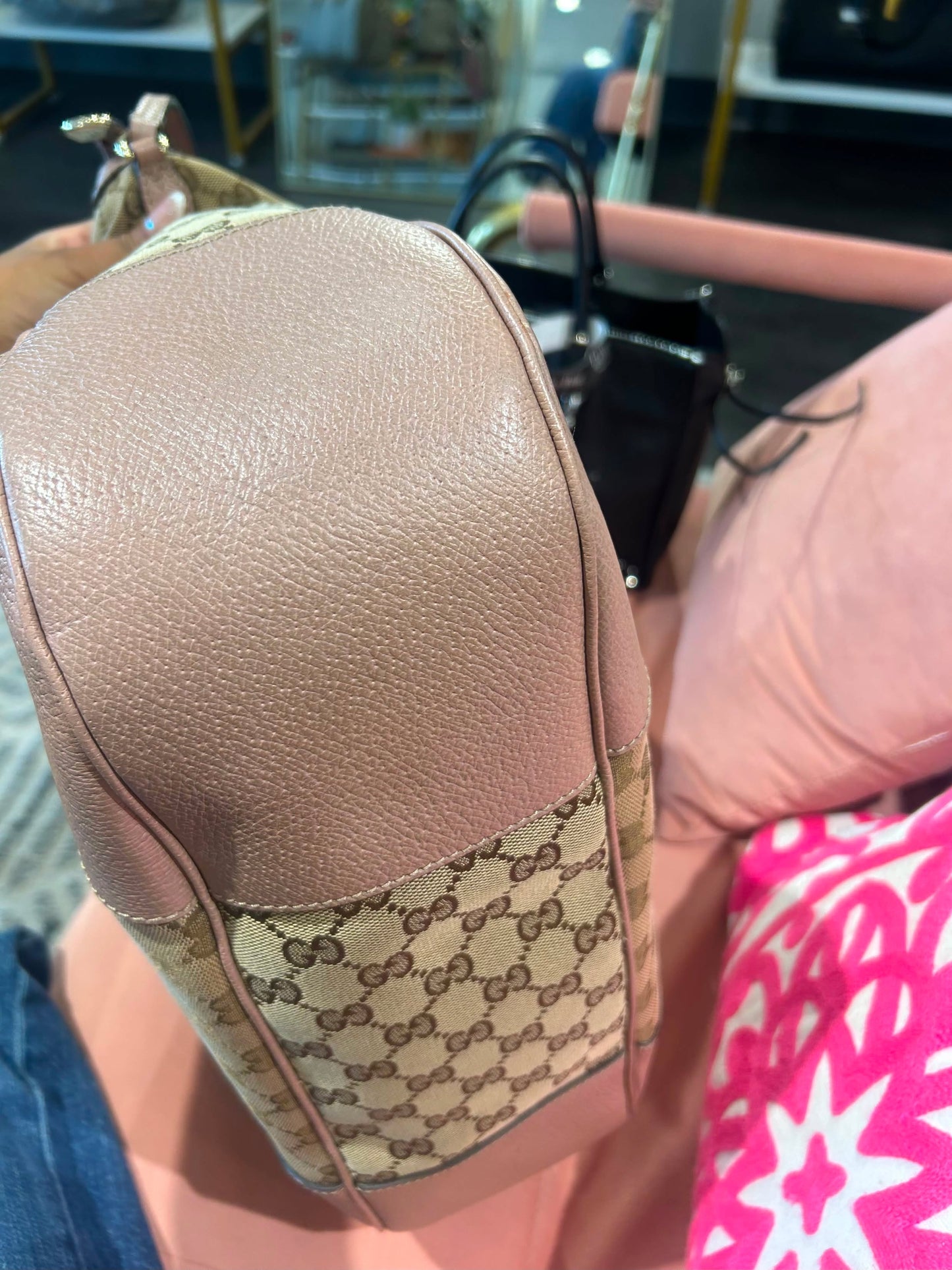 Gucci GG Canvas Hobo – Pink Leather Trim