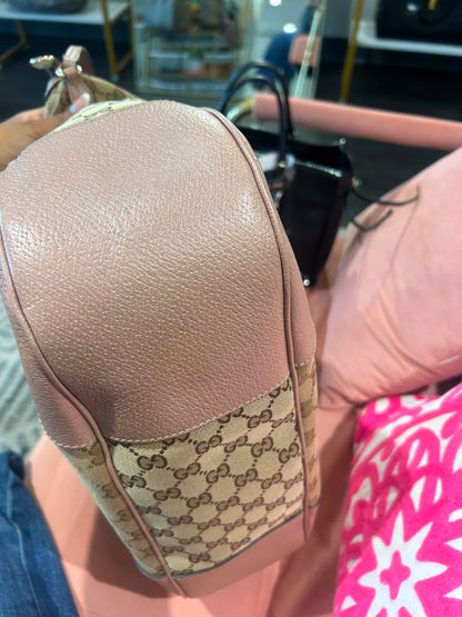 Gucci GG Canvas Hobo – Pink Leather Trim