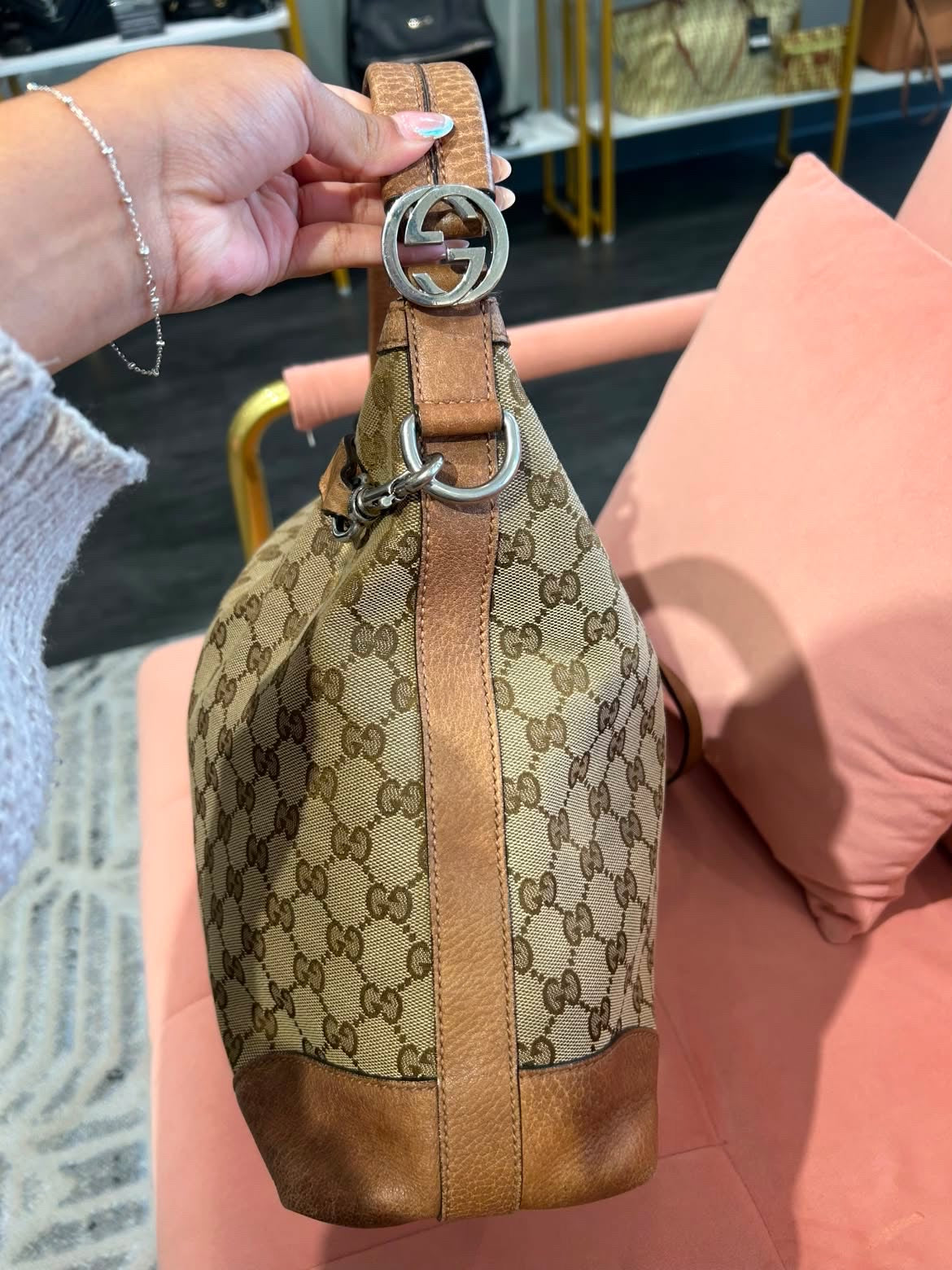 Gucci GG Canvas Shoulder Bag – Brown