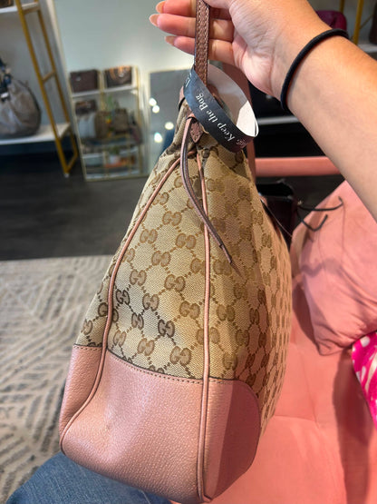 Gucci GG Canvas Hobo – Pink Leather Trim