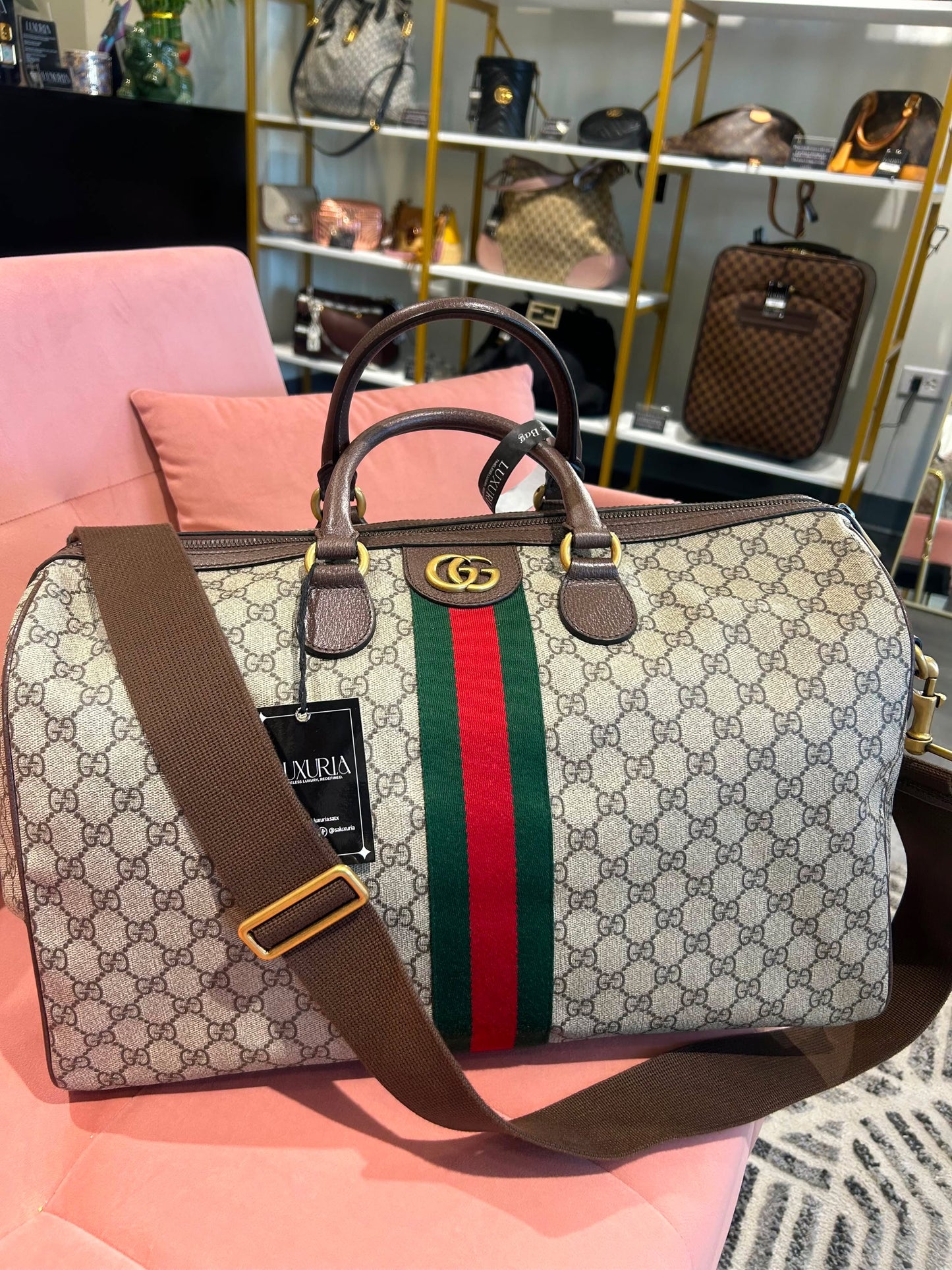 Gucci Savoy Ophidia Large Duffle Bag – GG Supreme Canvas
