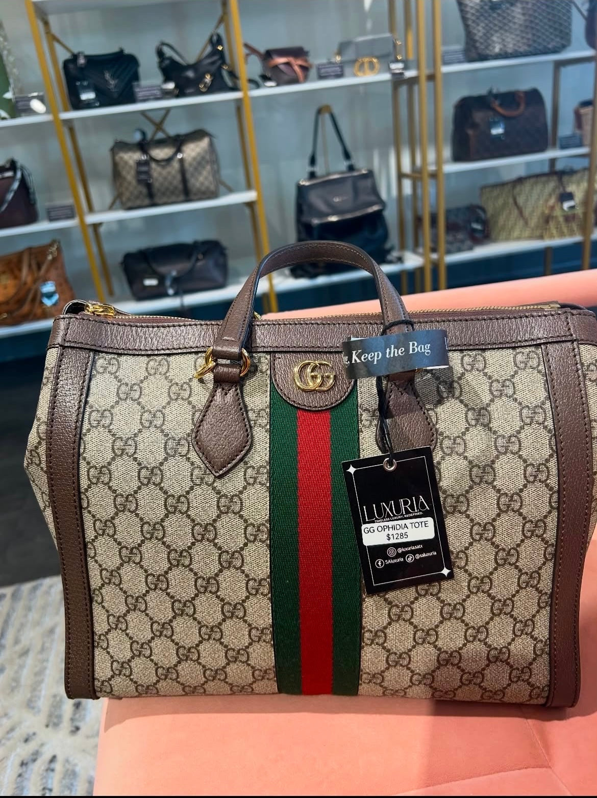 Gucci Ophidia GG Supreme Medium Top Handle Tote