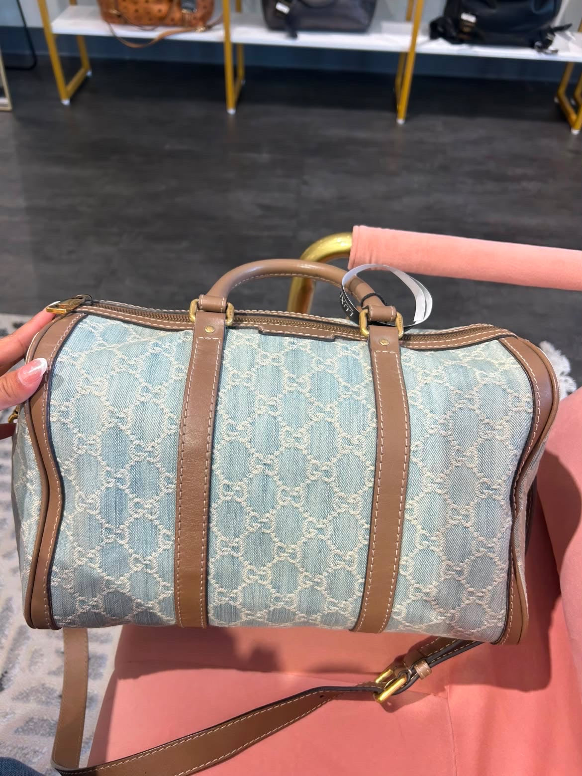 Gucci GG Denim Boston Bag – Light Blue