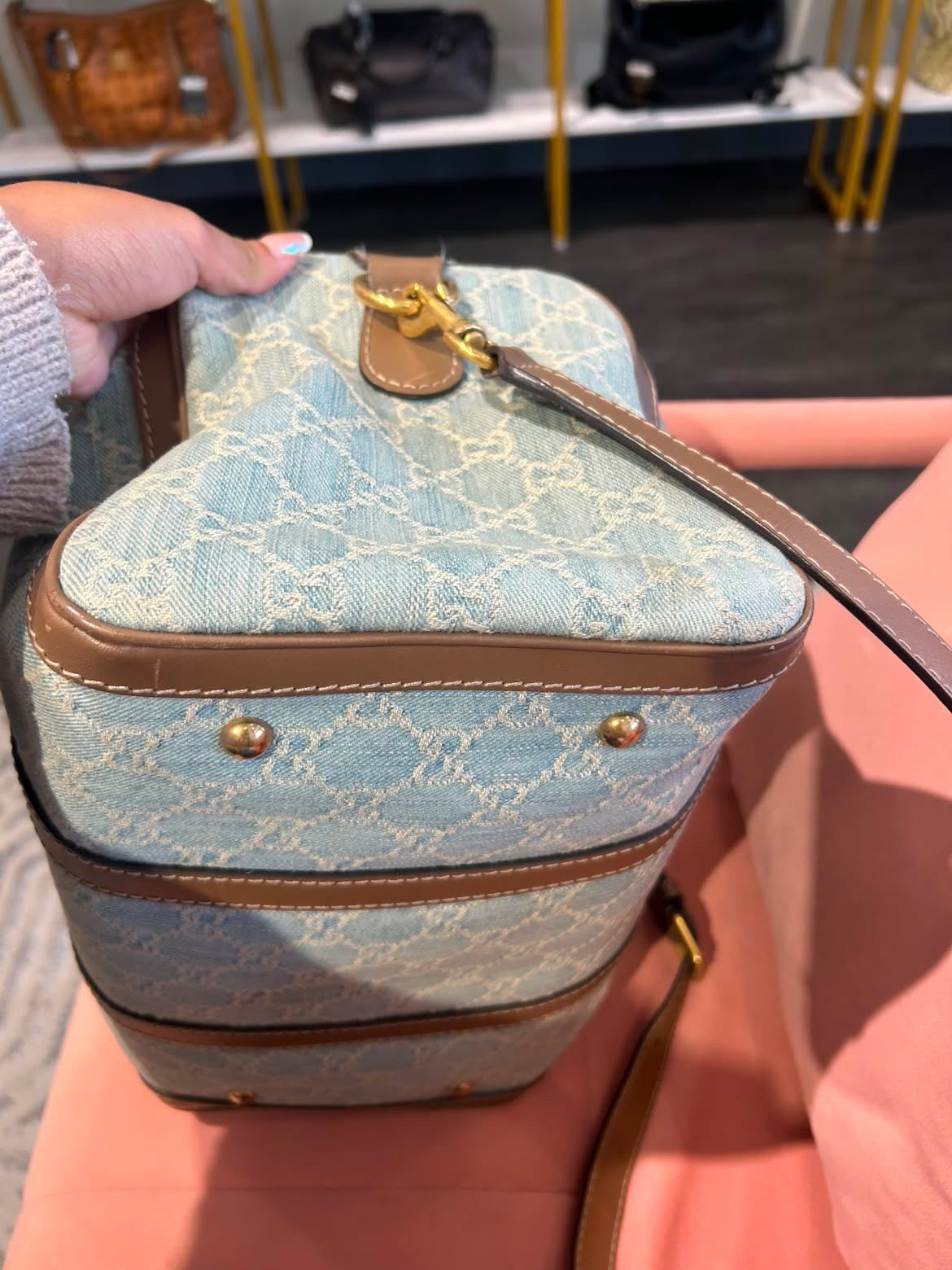 Gucci GG Denim Boston Bag – Light Blue