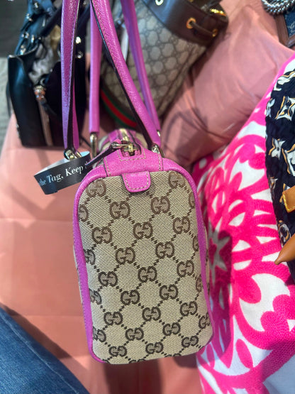 Gucci GG Boston Bag – Pink Leather Trim
