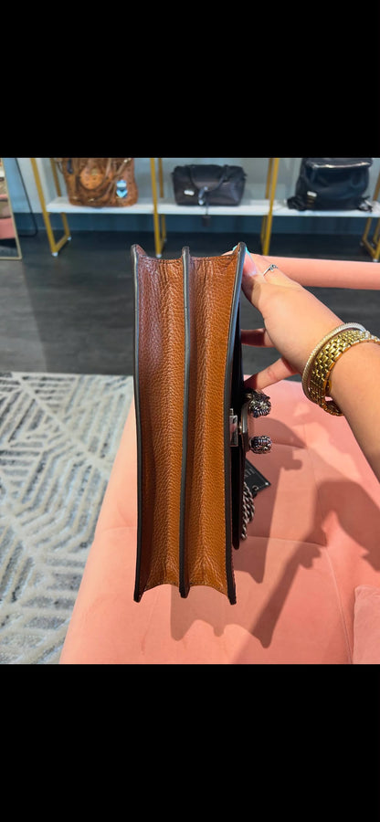 Gucci Dionysus GG Denim – Brown Leather Trim