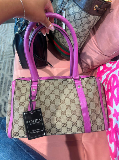 Gucci GG Boston Bag – Pink Leather Trim