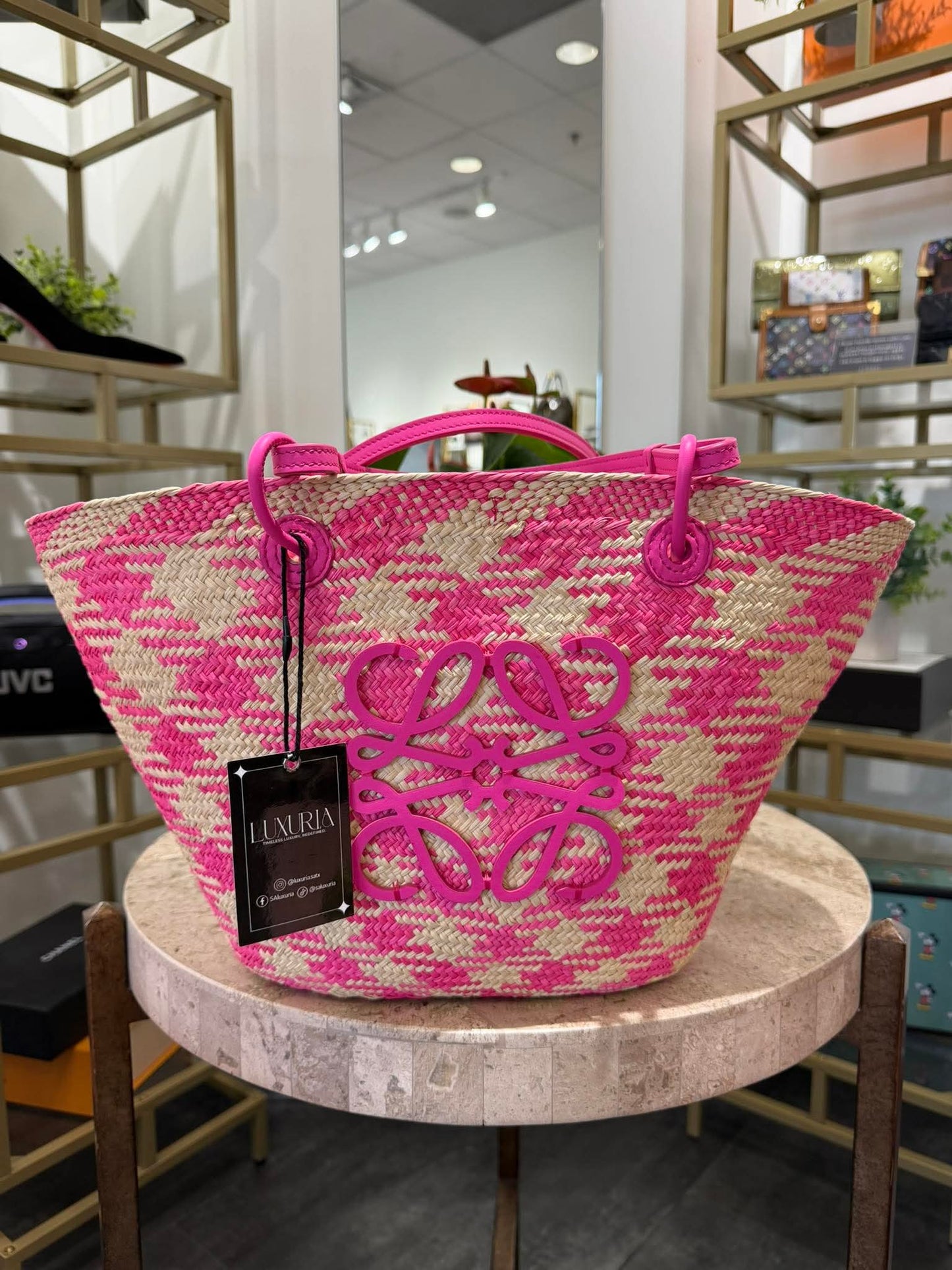 Loewe Anagram Raffia Tote – Hot Pink