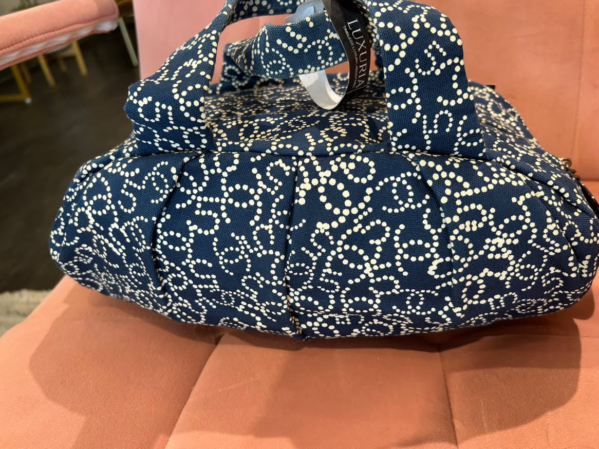 Chanel No. 5 Canvas Handbag – Navy Blue & Cream