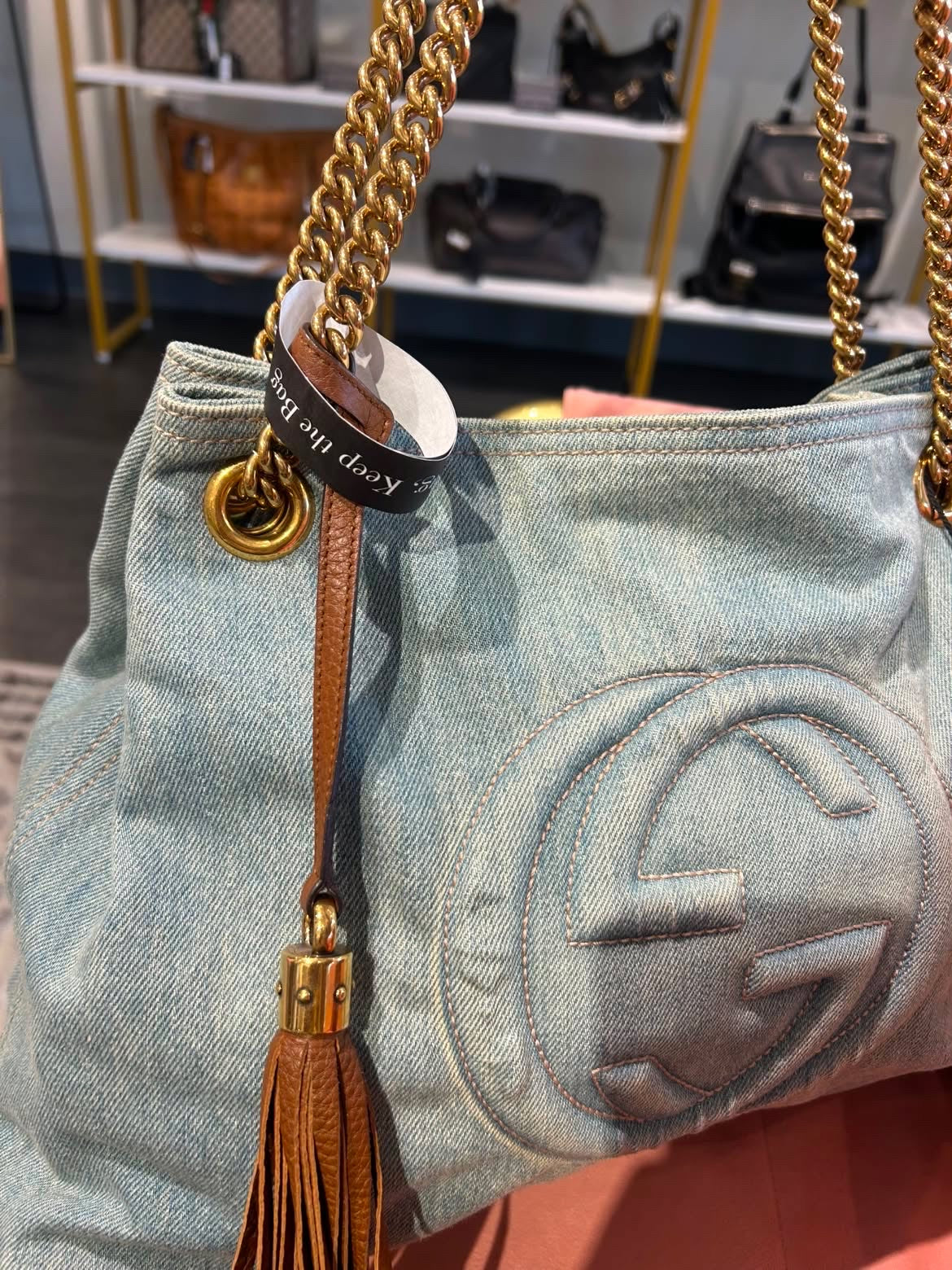 Gucci Soho Denim Chain Tote